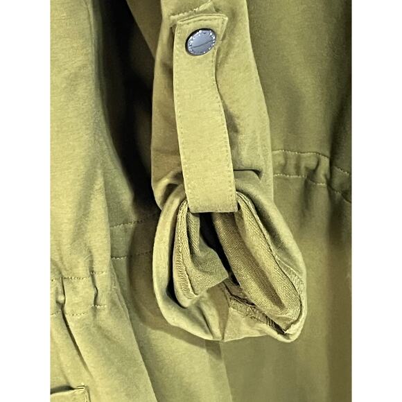 H by Halston Womens Plus Size 1X Knit Cinch Waist Roll Tab Knit Jacket Green - Picture 10 of 13